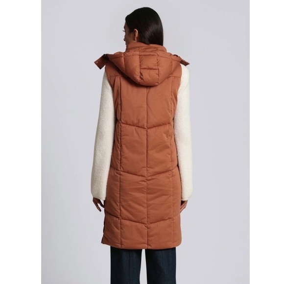 Avec Les Filles - THERMALPUFF™ Hooded Longline Puffer Vest in Cedar Brown Size M - Picture 3 of 16